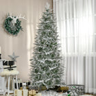HOMCOM - Sapin de Noël artificiel 7 - 5' forme crayon enneigé-Vaporisé de neige artificielle pour ajouter un aspect hivernal 