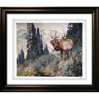 Wind River Bugler par Carl Rungius - Impression encadree - 34" x 30"-Impression d'art de haute qualité avec passe-partout et encadrement professionnel
