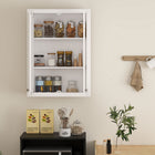 HOMCOM - Armoire murale de salle de bain avec 2 portes et étagères réglables - blanc-Fermetures magnétiques pour une fermeture sécurisée