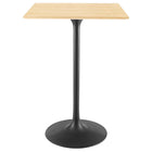 Modway - Lippa 28 po Carré Bois Bar Table, Noir Naturel-Table de bar moderne