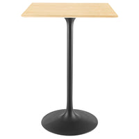 Modway - Lippa 28 po Carré Bois Bar Table, Noir Naturel-Table de bar moderne