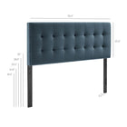 Modway - Lily Velours de performance résistant aux taches Tête de lit King Size, Bleu Cadet-Tête de lit King Size