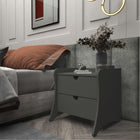 Manhattan Comfort - Table de nuit Coney 19,68" style mid-century moderne - Gris-Comprend 2 tiroirs spacieux avec un mécanisme de glissement simple de 0,75