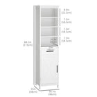Kleankin - Armoire de salle de bain autoportante avec étagère à 3 niveaux, placard et tiroir - blanc-Fabriquée en MDF avec une surface peinte pour un nettoyage et un entretien faciles   