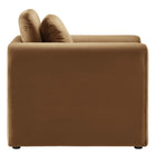 Modway - Waverly Performance Velvet Fauteuil - Brown-Coussinets de pied ajustables non marqués