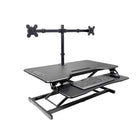 Rocelco - Élévateur de bureau électrique EDR de 37,4po avec portée verticale améliorée, AC-USB et support pour 2 moniteurs, Noir-Noir