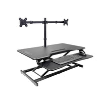 Rocelco - Élévateur de bureau électrique EDR de 37,4po avec portée verticale améliorée, AC-USB et support pour 2 moniteurs, Noir-Noir