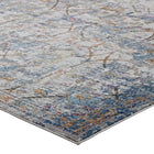 Modway - Minu Treillis floral vieilli Tapis 4 pi l x 6 pi L - Bleu clair, jaune et orange-Résistant aux taches / Facile à nettoyer
