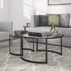 Hudson&Canal - Table basse ronde gigogne Mitera - Bronze noirci-Dimensions du produit : 36" L x 36" l x 18" H