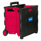 BAZIC Products - Chariot pliant sur roues avec couvercle, 16 po x 18 po x 15 po, Noir/Rouge-Pneus durables