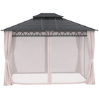Outsunny - Gazebo à toit rigide à double toit 10' x 12' avec rideaux - kaki-Suffisamment spacieux pour que vos invités se sentent libres de se déplacer 