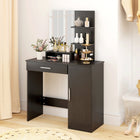 HOMCOM - Coiffeuse avec miroir - 35,4 po L x 15 po l x 54,3 po H - noir-Étagères réglables à l'intérieur de l'armoire pour différents besoins de rangement 