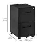 Vinsetto - Armoire à dossiers à cloisons réglables - noir-5 roulettes universelles assurent un déplacement facile, dont 2 équipées de freins pour plus de sécurité
