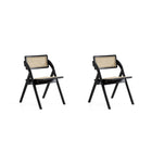 Manhattan Comfort - Lot de 2 chaises pliantes de salle à manger Lambinet 53 cm style industriel chic - noir et cannage naturel-Moderne - Chaise de salle à manger pliante en rotin style industriel chic parfaite pour la salle à manger lot de 2