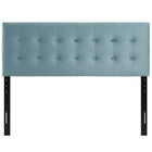 Modway - Emily Biscuit Touffé Performance Velvet Tête de lit King, Bleu clair-Hauteur ajustable de 45 » à 52,5 »