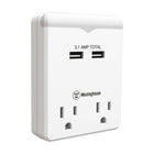 Westinghouse - Veilleuse USB à 2 prises-convertit la prise murale double en 2 prises mises à la terre et 2 ports USB