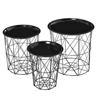 HOMCOM - Tables d’appoint gigognes avec rangement et plateau - noir - Paquet de 3-Comprend des tables d’appoint de différentes tailles, un ajout parfait à votre maison
