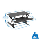 Mount-It! - Convertisseur de bureau compact avec plateau de 76 cm, noir-La plate-forme de 30 pouces de large offre suffisamment d'espace pour votre moniteur ou votre ordinateur portable