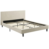 Modway - Anya Tissu Lit plein, Beige-Cadre de lit à plateforme avec tête de lit