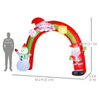Outsunny - Arche gonflable de Noël de 10' avec lumières LED pour extérieur - Multicoloure-Six piquets et deux cordons de serrage sont inclus pour maintenir l'ancrage lors des nuits venteuses 