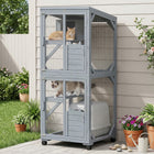 PawHut - Enclos pour chat d’extérieur sur roues d’exercice, intérieur et extérieur-Quatre roulettes pivotantes de 4 cm, dont deux verrouillables, roulent en douceur et se stationnent en toute sécurité 
