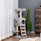 PawHut - Arbre à chat 47 po, échelle, poteaux à griffer - balle-Revêtements en peluche pour plus de confort 