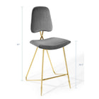 Modway - Ponder Performance Velvet Tabouret de bar - Gris-Cadre en acier inoxydable doré