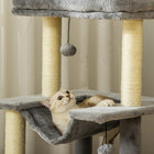 PawHut - Arbre à chat tour à plusieurs niveaux avec maison pour chaton et poteau à griffer - gris-La housse en feutre est amovible et lavable 