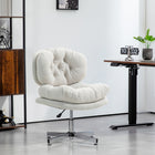 HOMCOM - Chaise de bureau sans accoudoirs avec siège large et épais, rembourré - blanc-Mousse épaisse garantissant un confort d’assise durable