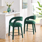 Modway - Pinnacle Performance Velvet Tabouret de comptoir - Vert Noir - Ensemble de 2-Rembourrage en mousse dense