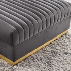 Modway - Sanguine Chenal Touffé Performance Velvet Modular Sectional Sofa Ottoman - Gris-Revêtement en velours de performance
