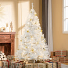 HOMCOM - Sapin de Noël artificiel illuminé de 1 - 8 m avec éclairage LED - blanc-250 lumières LED intégrées directement dans l'arbre offrent un éclairage chaleureux 