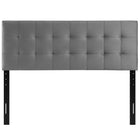 Modway - Lily Biscuit Touffé Performance Velvet Tête de lit King, Gris-Hauteur ajustable de 45 » à 52,5 »