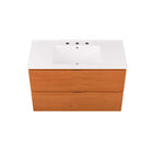 Modway - Scenic Support mural de 36" Vanette de salle de bain - Blanc cerise-Tiroirs à extension complète