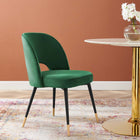 Modway - Rouse Performance Velvet Fauteuil d’appoint de salle à manger - Émeraude-Pattes en acier inoxydable noir mat