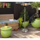 EnerG+ - 1500-Watt Infrared Free-Standing Electric Outdoor Heater with LED and Remote-Avec trois réglages de chaleur 700, 800 et 1500W de chaleur instantanée. Zone de chauffage : 6 x 8 pieds.