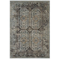 Modway - Enye Treillis floral vintage vieilli Tapis de 5 pi l x 8 pi L - Brun et bleu argenté-Tapis vintage en treillis floraux vieillis