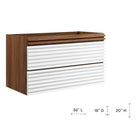 Modway - Render Support mural de 36" Armoire de toilette de salle de bain (lavabo non inclus) - Noyer blanc-Calleton de montage compatible avec les cloisons sèches