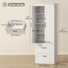 HOMCOM - Armoire de cuisine style ferme haute 67 po - blanc-Le design élégant de style ferme met en valeur la décoration de votre cuisine ou salle à manger 
