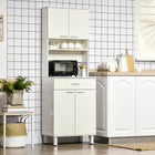 HOMCOM - Armoire de cuisine 71 po, buffet, vaisselier et support à micro-ondes - blanc-Grand espace de rangement avec un placard à deux portes, un tiroir, une étagère ouverte et un plan de travail 