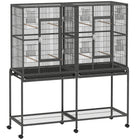 PawHut - Cage pour oiseaux 56 po H, cage à perroquet roulante avec support roulant amovible-La cage spacieuse permet aux oiseaux de se déplacer, de se percher et d’étendre leurs ailes librement 
