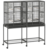 PawHut - Cage pour oiseaux 56 po H, cage à perroquet roulante avec support roulant amovible-La cage spacieuse permet aux oiseaux de se déplacer, de se percher et d’étendre leurs ailes librement 
