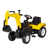 Aosom - Excavatrice à pédales pour enfants - jouet à conduire pour 3 ans - jaune-Fabriqué en plastique et cadre en métal pouvant supporter jusqu'à 77 lb 