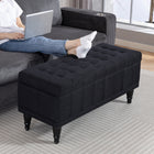 HOMCOM - Banc ottoman de rangement à dessus rabattable pour bout de lit - noir-Le couvercle à fermeture douce protège les doigts et réduit les bruits de claquement indésirables   
