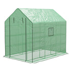 Outsunny - Serre de jardin à entrée directe avec 3 niveaux et 12 étagères, blanc-Serre à pied avec quatre étagères de chaque côté  
