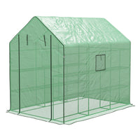 Outsunny - Serre de jardin à entrée directe avec 3 niveaux et 12 étagères, blanc-Serre à pied avec quatre étagères de chaque côté  
