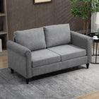 HOMCOM - Canapé loveseat avec accoudoirs courbés - gris clair-Les accoudoirs roulés et les pieds en forme de gourde dégagent un charme intemporel 