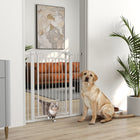 PawHut - Porte pour Chien avec Porte pour Chat et 2 Kits d'Extension - 30"-41" L x 42" H-Largeur ajustable de 29,9 po à 40,9 po (76-104 cm) pour s’adapter à divers espaces