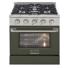 Kucht - 30 po Série KNG Cuisinière Pro Style au gaz propane - Acier inoxydable/Vert olive-Cette cuisinière à gaz à quatre brûleurs comprend deux brûleurs de 15 000 BTU et deux brûleurs de 9 000 BTU