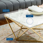Modway - Vertex Métal d’or Acier inoxydable Table basse - Or Blanc-Capsules de pied non marquées